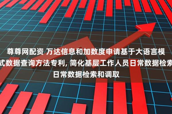 尊尊网配资 万达信息和加数度申请基于大语言模型对话式数据查询方法专利, 简化基层工作人员日常数据检索和调取