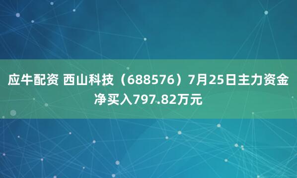 应牛配资 西山科技（688576）7月25日主力资金净买入797.82万元