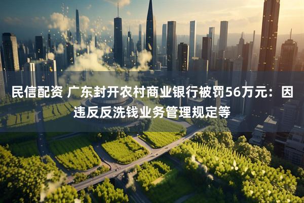民信配资 广东封开农村商业银行被罚56万元：因违反反洗钱业务管理规定等